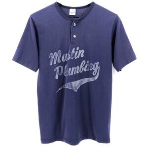 90s baseball henley tshirt Mustin Plumbing 1990s vintage